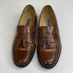 Johnston & Murphy Mens Leather Tassel Loafers Classic Brown Size 9